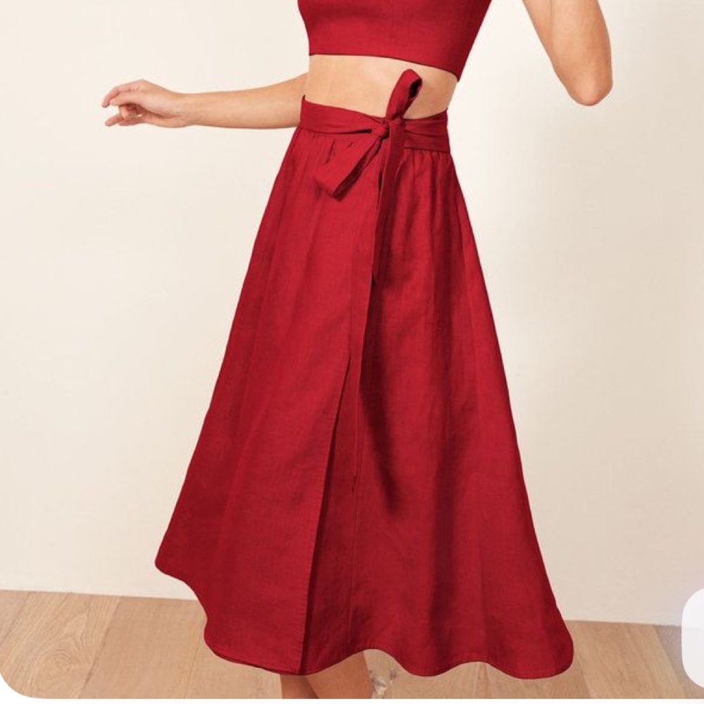 Reformation Linen Wrap Skirt, XS